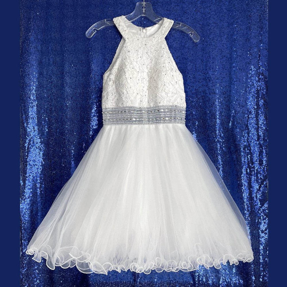 Tutu mini dress, white, with lace and rhinestones. Beautiful! Size XS